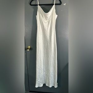 Audrey 3+1 cowl neck white satin midi dress